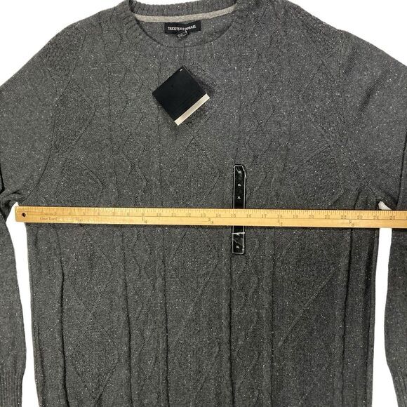 Tricots St. Raphael Sweater Mens XL Gray Cable Knit Fisherman Dark Academia NEW - Picture 10 of 16